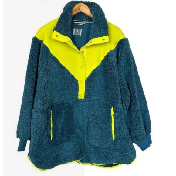 NWT FREE PEOPLE FP MOVEMENT fall to rise fleece quarter zip jacket mustard M - Picture 4 of 7